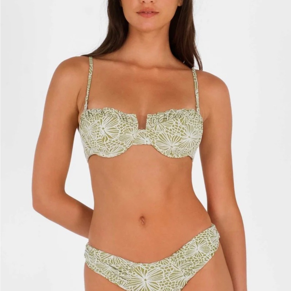 Audrey Ruched Underwire Top with matching bottoms /Sage Jacquard BlackBough Swim